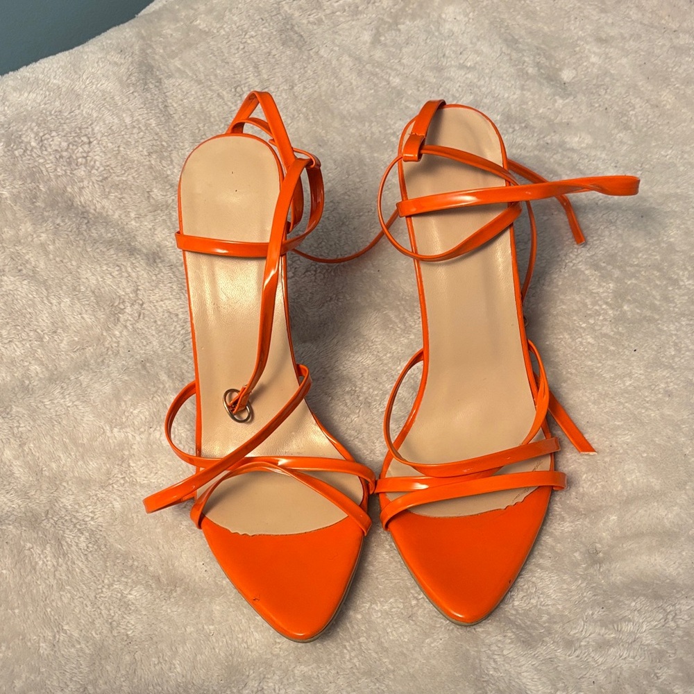Orange Strappy Women's Heels